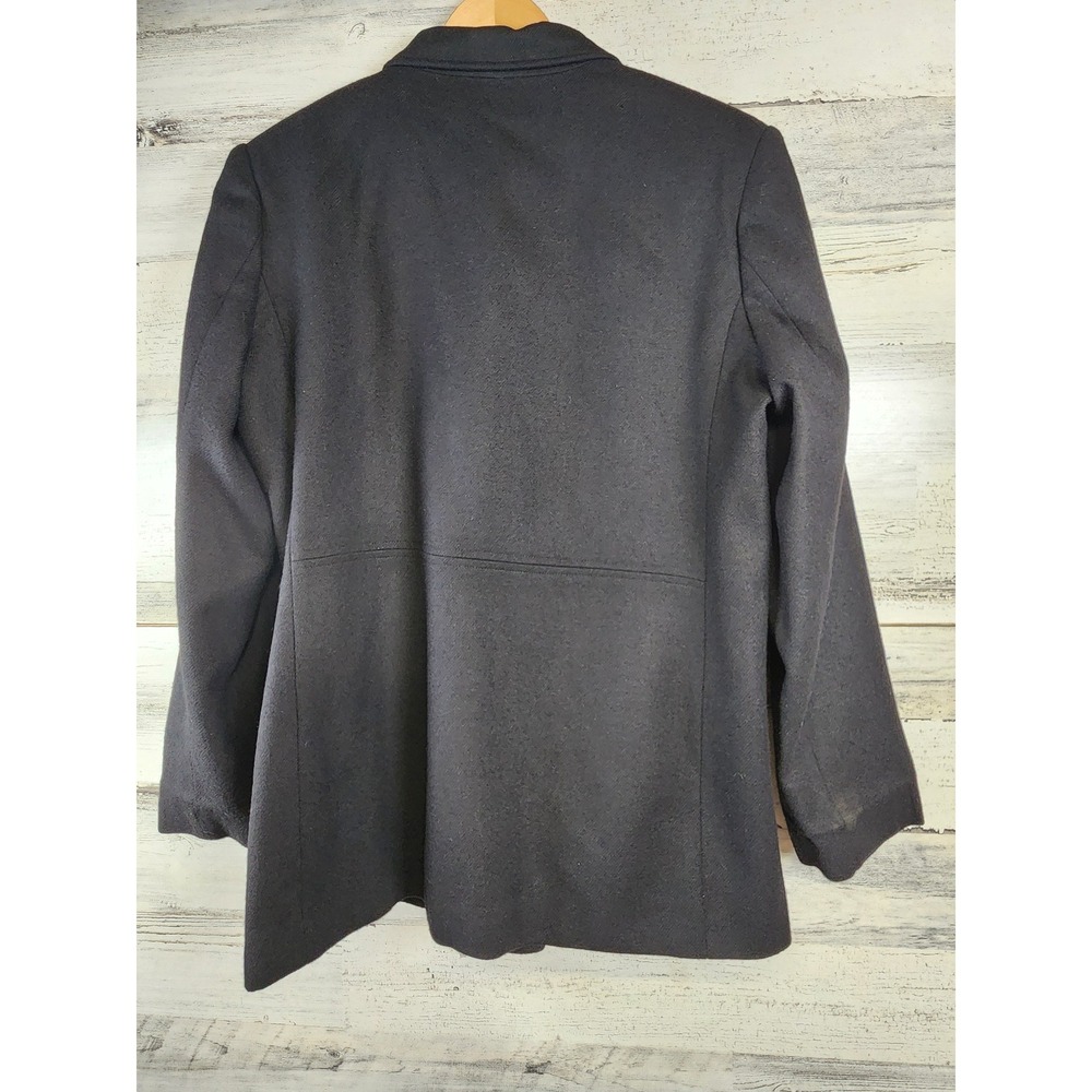 Sag Harbor Wool Coat Women Size 10 Black Pure New Wool Button Front Blazer Good - Picture 5 of 11